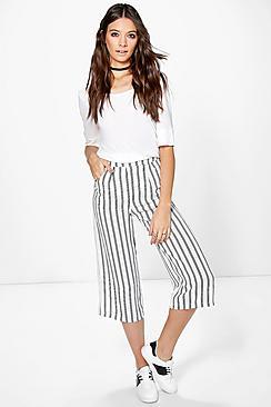 Boohoo Avianna Mono Stripe Woven Culottes