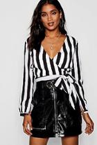 Boohoo Keisha Stripe Satin Tie Top