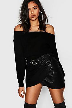 Boohoo Tall Slash Neck Fisherman Jumper