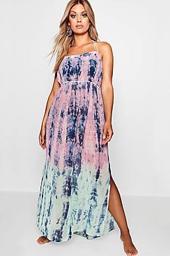 Boohoo Plus Katy Tie Dye Dip Dye Maxi Dress