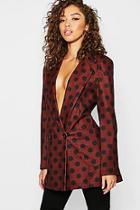 Boohoo Polka Dot Longline Oversized Blazer