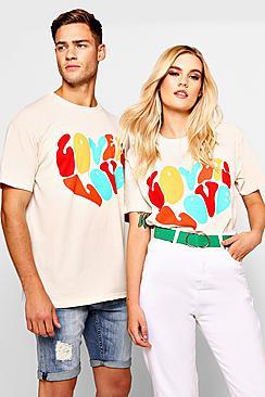 Boohoo Pride Loose Fit Love Is Love Heart T-shirt