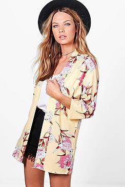 Boohoo Florence Oriental Floral Print Kimono