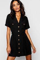 Boohoo Utility Pocket Button Through Belted Dress