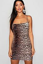 Boohoo Leopard Print Velvet Mini Dress