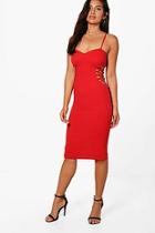 Boohoo Danielle Lace Up Side Detail Midi Dress