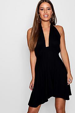 Boohoo Petite Cross Front Skater Dress