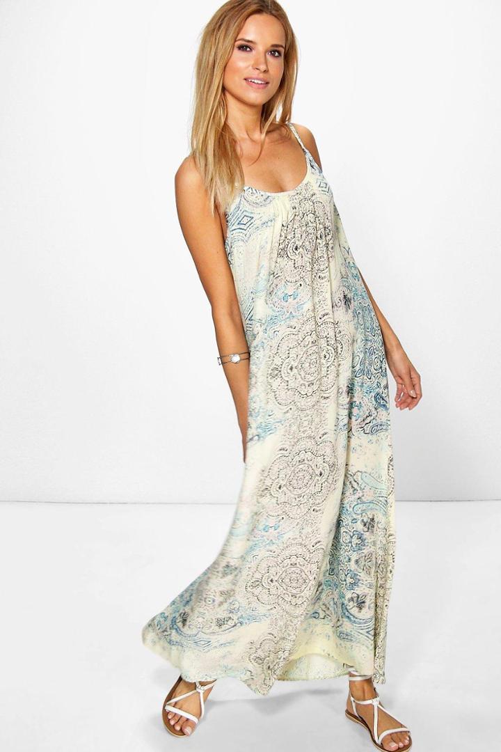 Boohoo Claudia Printed Paisley Maxi Dress Multi