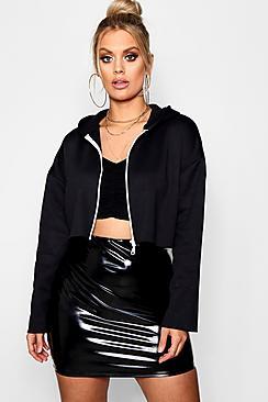 Boohoo Plus Francesca Raw Edge Crop Hoody