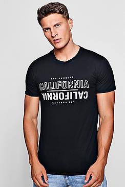Boohoo California Design Crew Neck Tee