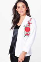 Boohoo Plus Chrissie Floral Applique Detail Kimono White