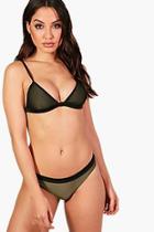 Boohoo Madrid Mesh Overlay Triangle Bikini