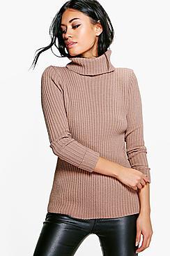 Boohoo Faith Turn Up Cuff Rib Knit Jumper