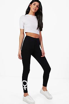 Boohoo Mikayla Symbol Basic Jersey Leggings