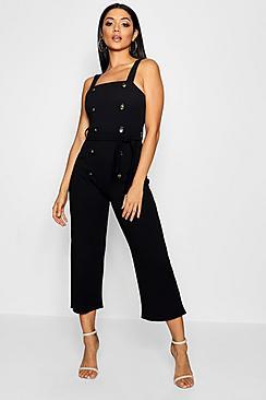 Boohoo Button Detail Square Neck Jumpsuit