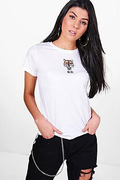 Boohoo Anna Embroidered Tiger Tee