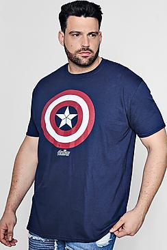 Boohoo Big And Tall Captain America Sheild T-shirt