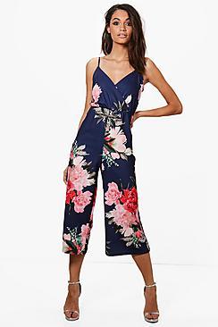 Boohoo Lorna Floral Wrap Around Jumpsuit