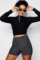 Boohoo Fredia O Ring Zip High Neck Top