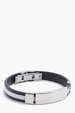 Boohoo Monochrome Stripe Id Bracelet