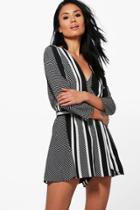 Boohoo Alison Spot And Stripe Wrap Front Playsuit Multi
