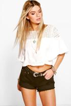 Boohoo Sharon Low Rise Distressed Denim Hot Pants Black