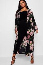 Boohoo Plus Floral Longline Duster Jacket