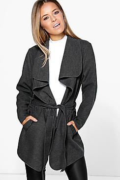 Boohoo Petite Holly Waterfall Coat