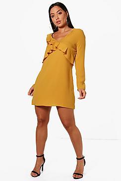 Boohoo Ruffle Detail Shift Dress