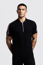 Boohoo Zip Through Polo With Shoulder Tape