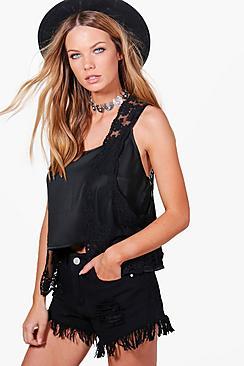 Boohoo Jenny Crochet Sleevless Cardi