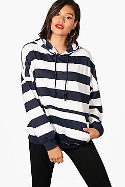 Boohoo Fliss Stripe Oversized Hoodie