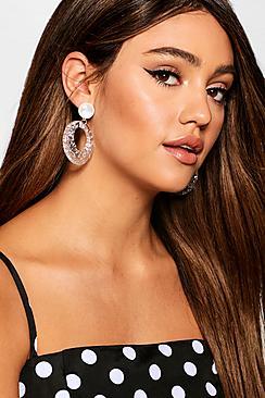 Boohoo Specked Clear Hoop Earrings