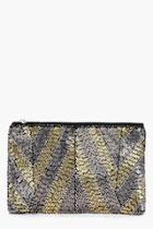 Boohoo Robyn Geo Beaded Clutch Bag Black