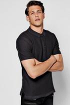 Boohoo Short Sleeve Jacquard Knit Polo Charcoal