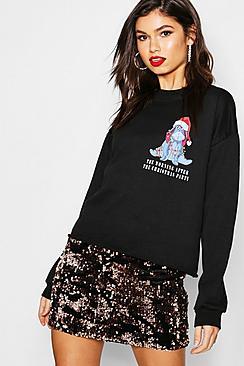 Boohoo Disney Eeyore Christmas Crop Sweat