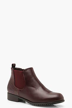 Boohoo Croc Panel Pull On Chelsea Boots