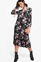 Boohoo Philomena Floral Tassle Detail Midi Dress