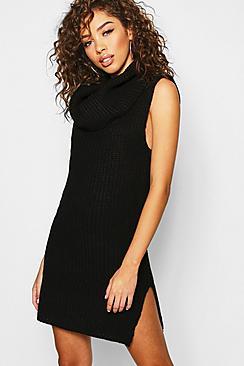 Boohoo Roll Neck Chunky Knitted Dress