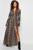 Boohoo Belted Leopard Print Maxi Dress