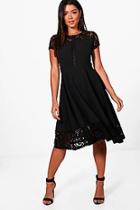 Boohoo Lace Panelled Cap Sleeve Skater Dress