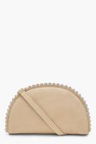 Boohoo Half Moon Beaded Clutch Bag With Strap
