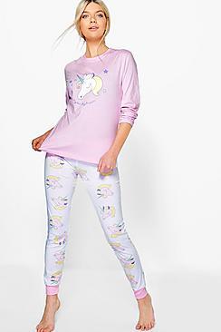 Boohoo Unicorn Long Sleeve Jogger Set