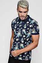 Boohoo Parrot And Leaf Printed Polo