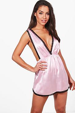 Boohoo Kayla V Neck Satin Night Dress