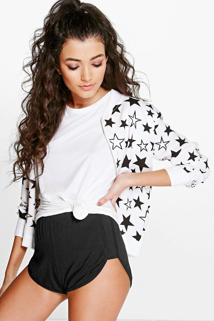 Boohoo Matilda Jersey Runner Shorts Black