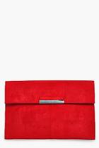 Boohoo Lily Metal Trim Envelope Clutch Bag