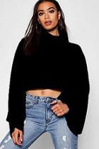 Boohoo Oversized Roll Neck Rib Knit Box Crop