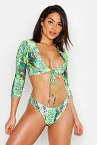 Boohoo Long Sleeved Tie Bikini