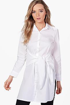 Boohoo Lucy Tie Waist Shirt